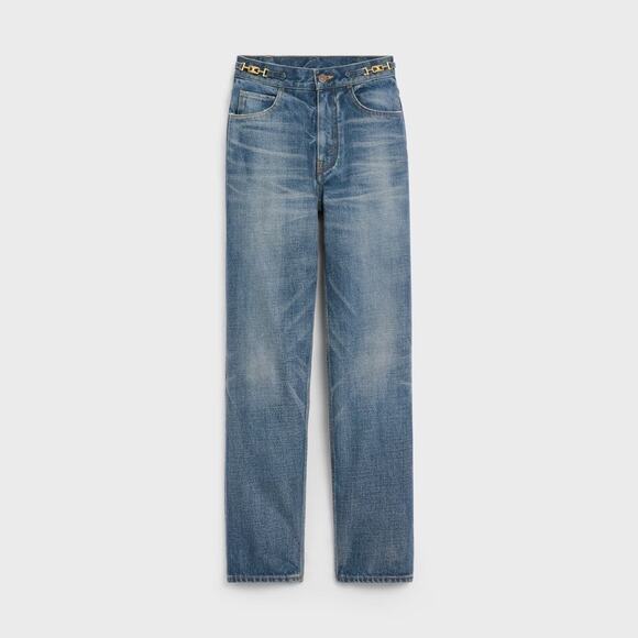 Celine Women's Straight Margaret Jeans Size 25 Blue Medium‎ Wash Frayed Hem - Picture 1 of 5